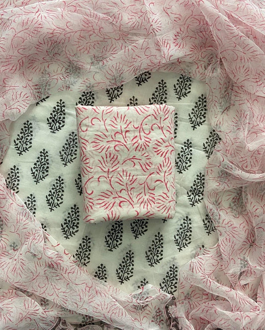 Pure Cotton Suit Material with Chiffon Dupatta