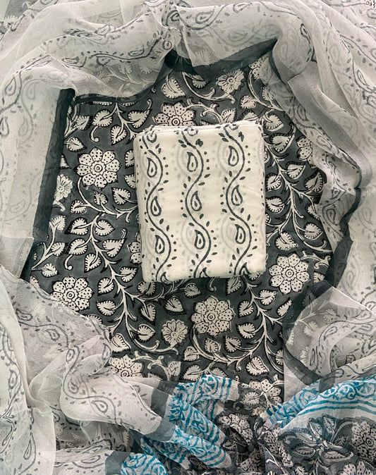 Pure Cotton Suit Material with Chiffon Dupatta