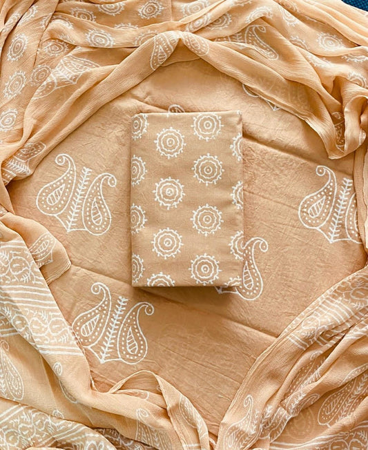 Pure Cotton Suit Material with Chiffon Dupatta