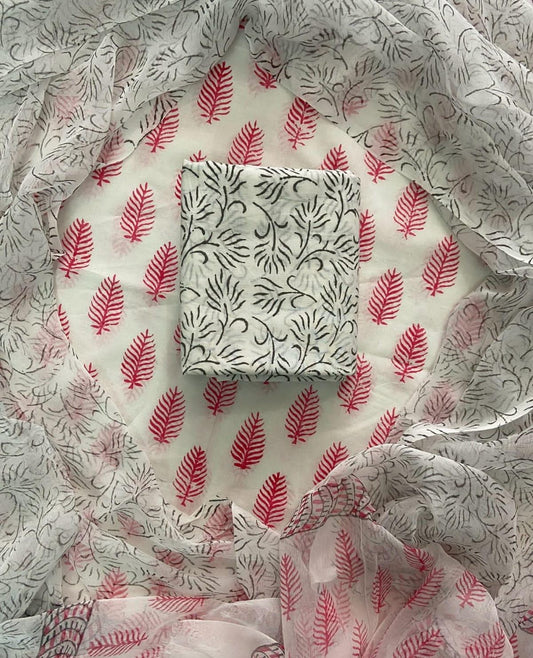 Pure Cotton Suit Material with Chiffon Dupatta