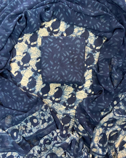 Pure Cotton Suit Material with Chiffon Dupatta